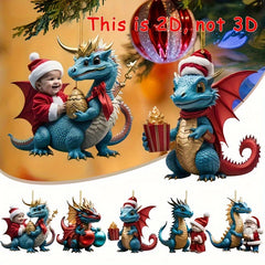 Christmas Dragon Acrylic Pendant Art Deco Car Pendant Backpack Decoration