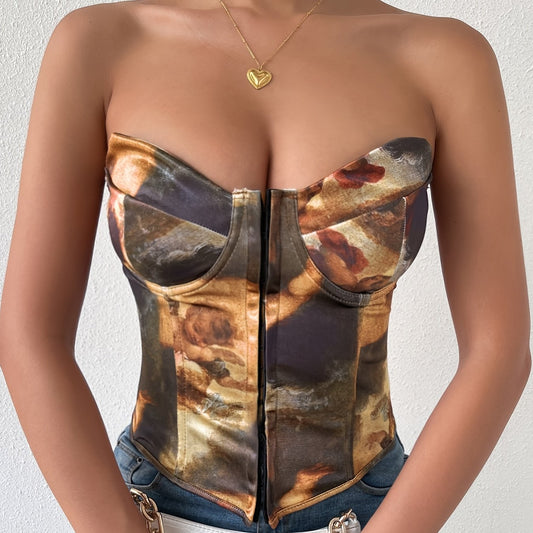 Vintage Floral Off Shoulder Corset Top