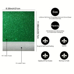 20 Sheets Glitter Leather Fabric DIY Handcraft Sewing Accessories