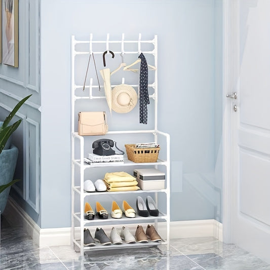 Standing Floor Coat Rack Shoes Rack Multifunctional Storage