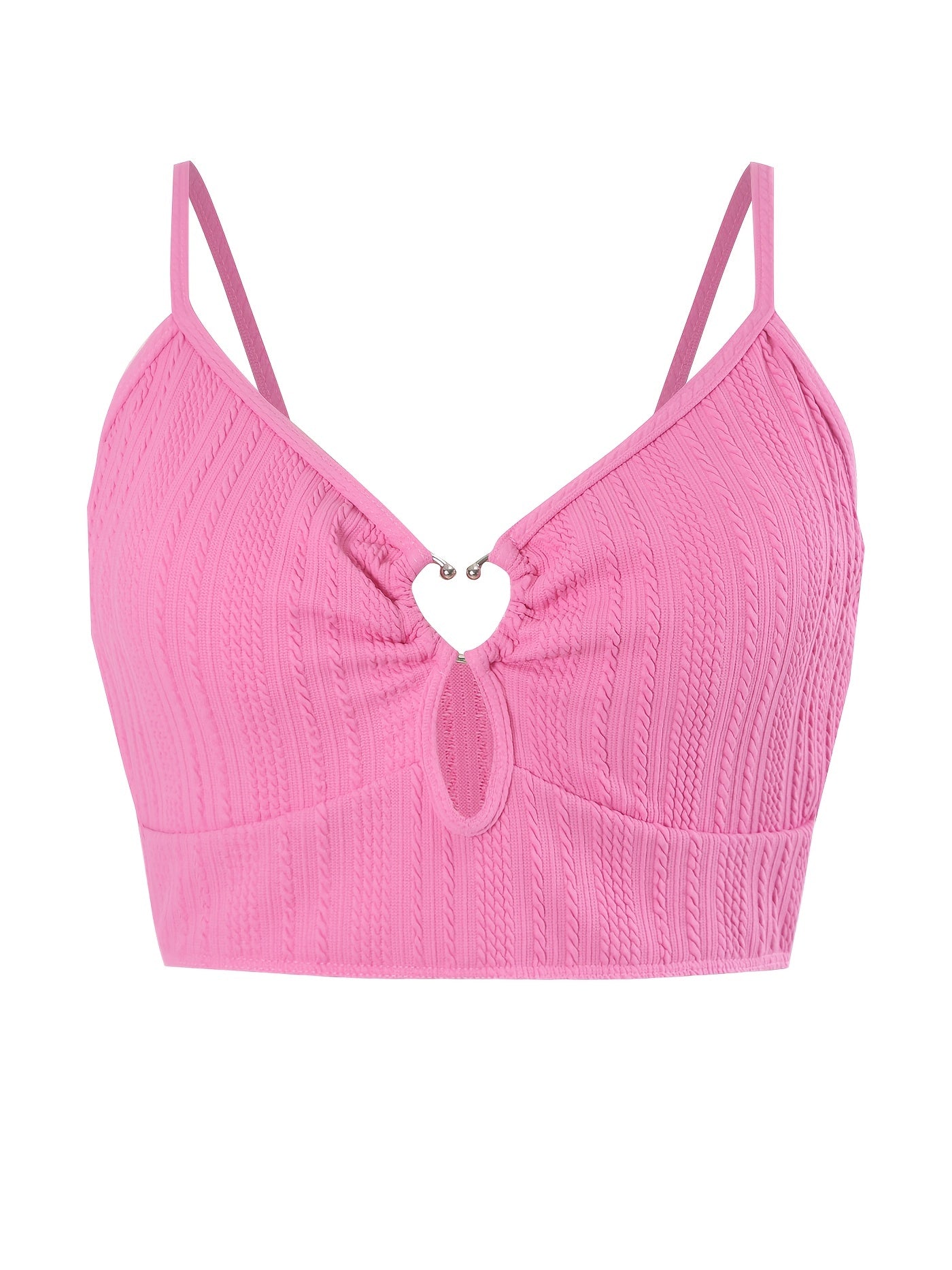 Sexy Bikini Top Women's Plus Textured Cut Out Ring Linked Swimwear Bra