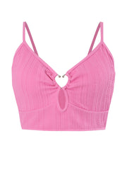 Sexy Bikini Top Women's Plus Textured Cut Out Ring Linked Swimwear Bra