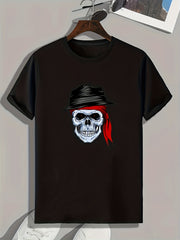 Skull Print Men's Graphic T-Shirt for Summer