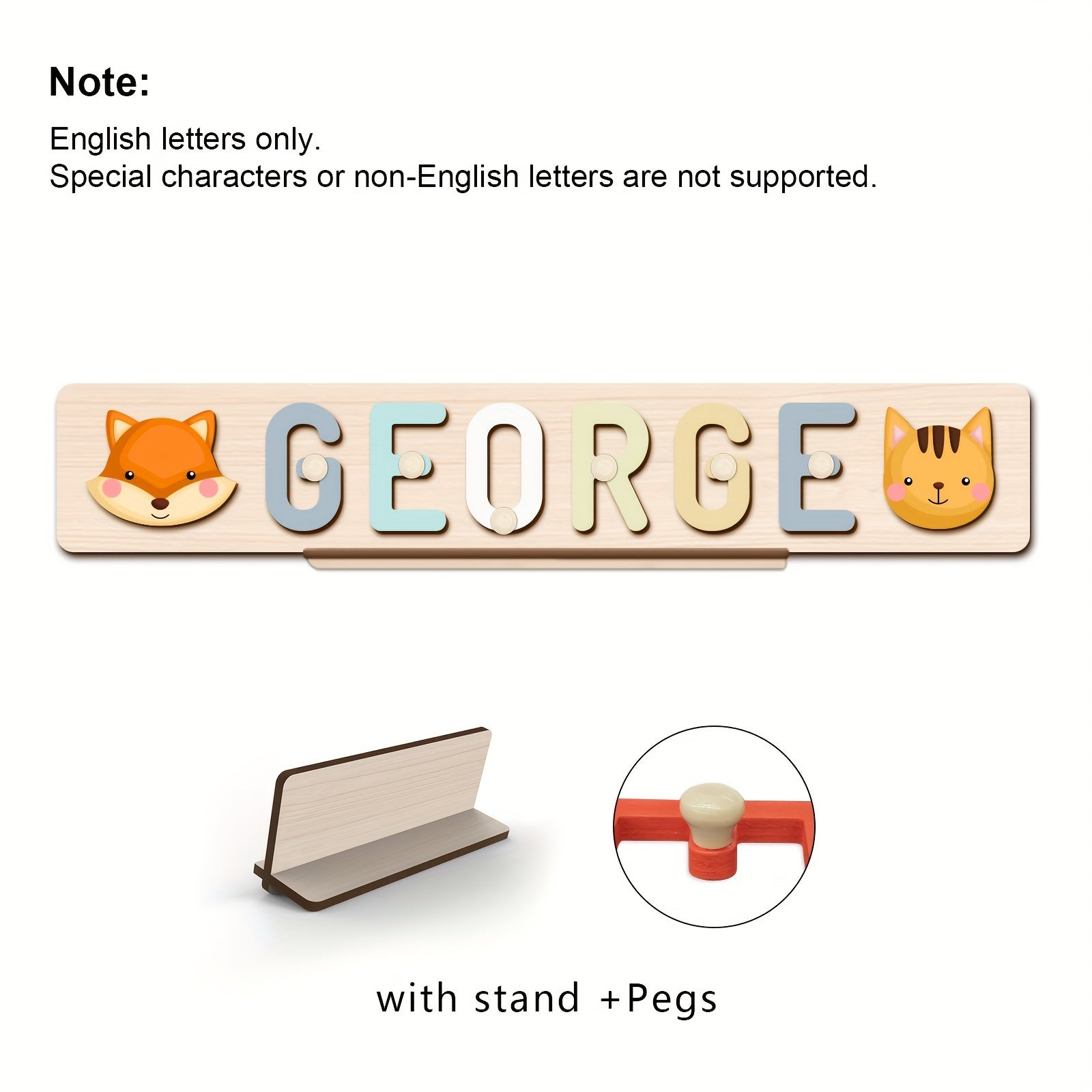 Personalized Wooden Alphabet Toy Custom Name Puzzle Educational Animal