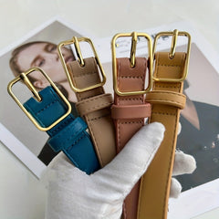 Golden Pin Buckle PU Belt for Women