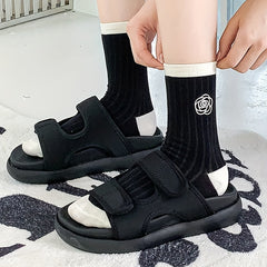 4 Pairs Floral Pattern Comfy Mid Tube Women's Socks