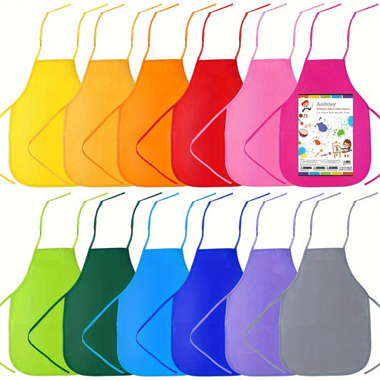 12pcs Art Smocks for Kids & Adults - Painting Aprons for Kitchen & Classroom