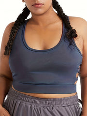 Plus Size Sports Bra Cut Out Side Racer Back Shockproof Running Yoga Bra