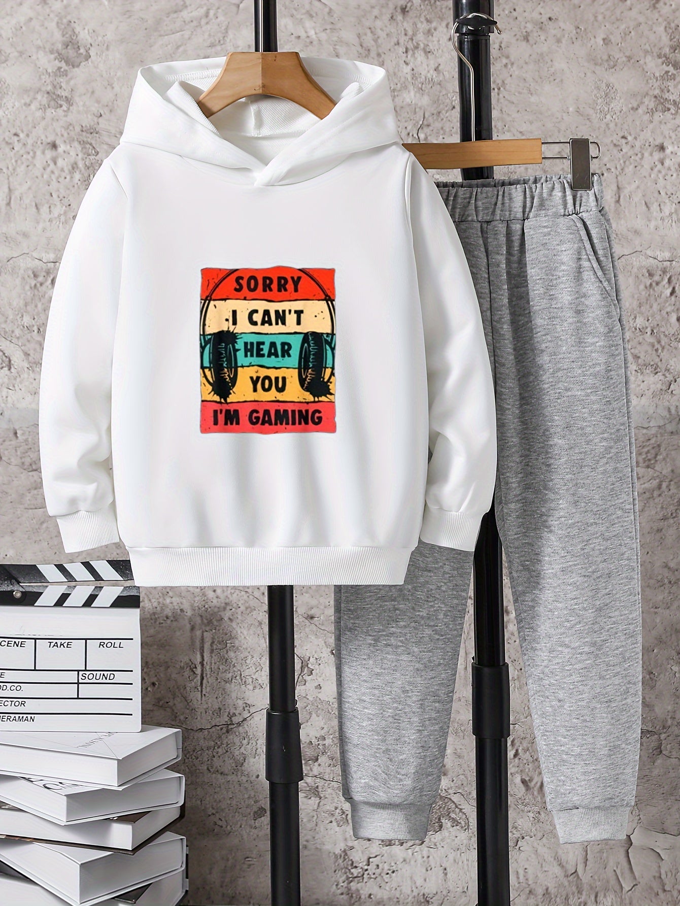 Boys Kids Casual Long Sleeve Hooded Sweatshirt & Sweatpants Set