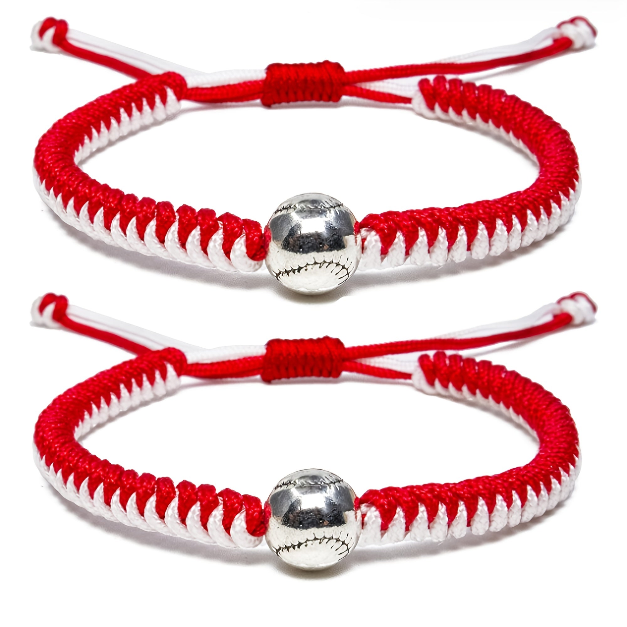 2 Pcs Soccer Baseball Bracelets for Women Team Spirit Game Decor Handwoven Brac
