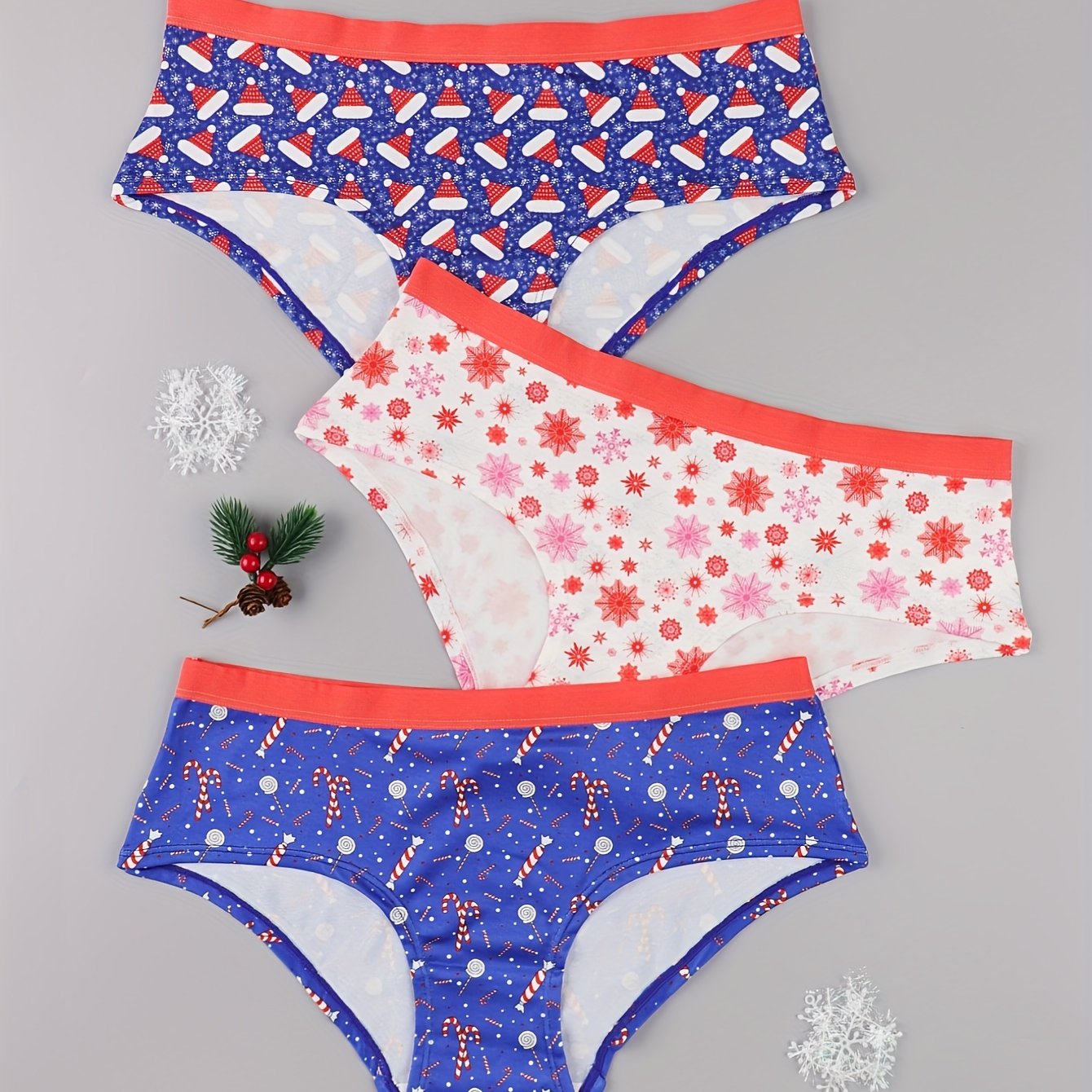 3 Pack Plus Size Christmas Panties Set Women's Plus