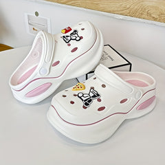 Women's Cartoon Platform Clogs Slip On Colorblock Shoes