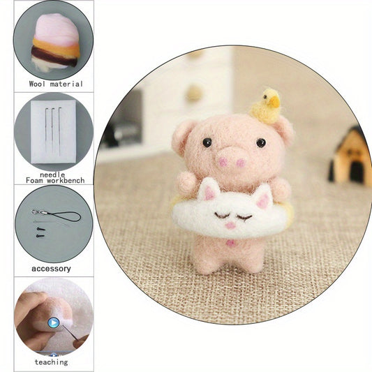 Piggy Felt Kit DIY Embroidery Craft Stitch Wool Felt Material Package
