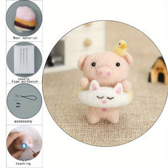 Piggy Felt Kit DIY Embroidery Craft Stitch Wool Felt Material Package