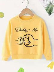 DADDY ME Fist Print Sweatshirt Boys Casual Graphic Stretch Fabric Autumn Winter