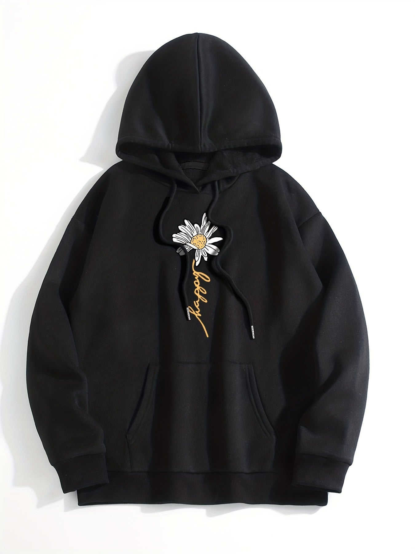Floral Print Kangaroo Pocket Hoodie Long Sleeve Sweatshirt