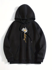 Floral Print Kangaroo Pocket Hoodie Long Sleeve Sweatshirt