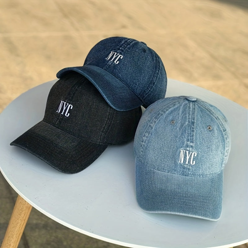 NYC Letter Embroidery Baseball Cap Adjustable Denim Retro Sun Hat