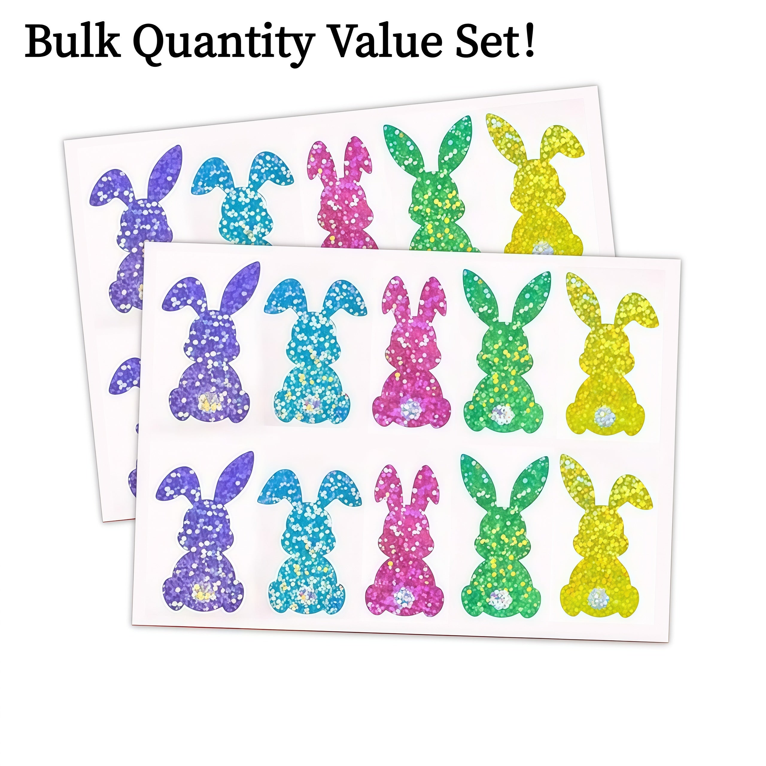 Glitter Easter Bunny Stickers 5 Colors Self Adhesive Journals Party Decor