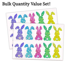 Glitter Easter Bunny Stickers 5 Colors Self Adhesive Journals Party Decor