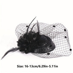 Vintage Style Bridal Veil Hat with Tassel Mesh Headpiece Wedding Accessory