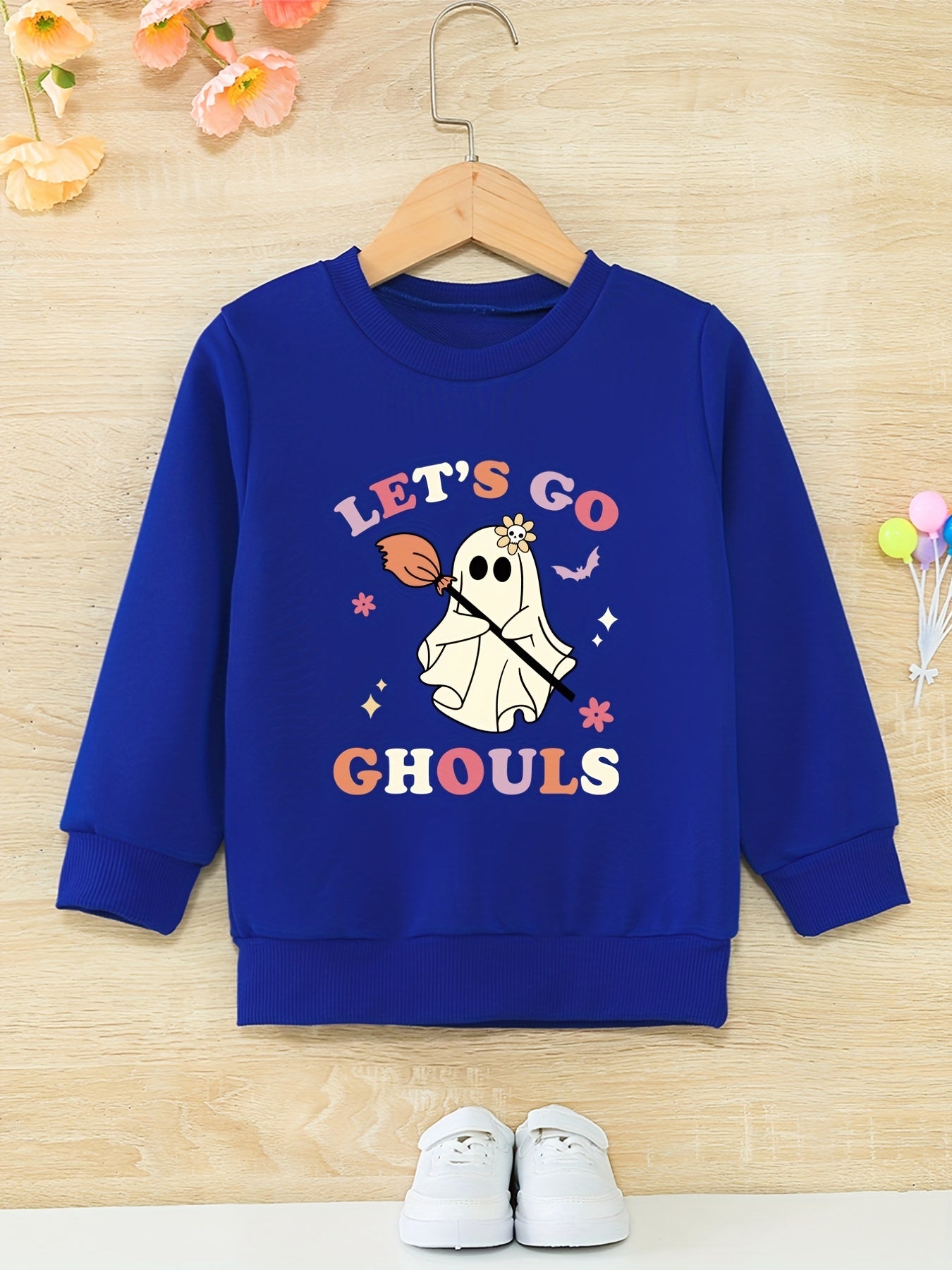 Go Chouls Ghost Graphic Halloween Girls Sweatshirt
