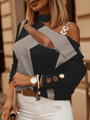Graphic Print Chain Off Shoulder Sweatshirt