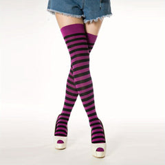 Rainbow Striped Thigh High Socks Cosplay Party Over The Knee Socks