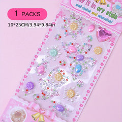 Children's 3D Crystal Stickers Baby Princess Reward Gem Sticky Stickers