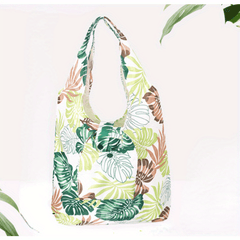 Leaves Pattern Shoulder Bag Lightweight Foldable Shopping Bag