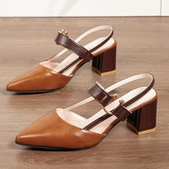 Women's Pointed Toe Block High Heel Sandals