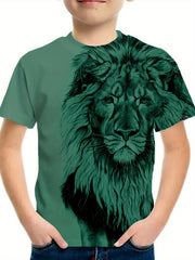 Boys' Comfy Lion Graphic T-Shirt for Summer Outings