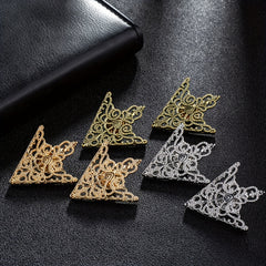 Vintage Court Collar Buckle Pin Copper Hollow Pattern Triangle