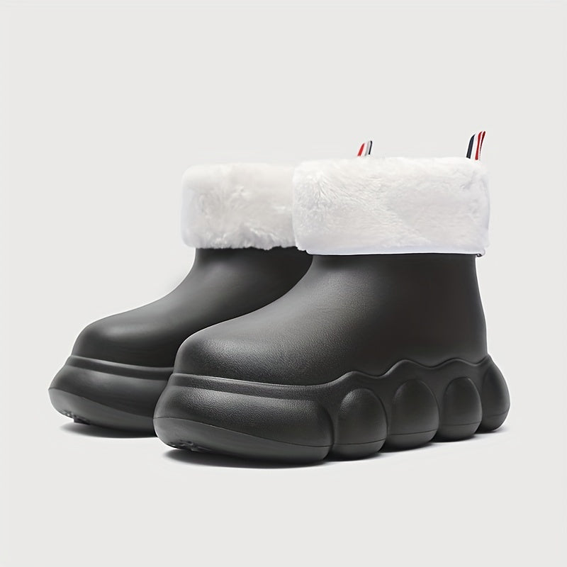 Women's Lightweight Rain Boots Short Tube Winter Thickened Warm Rain Shoes