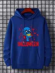 Men's Cartoon Skull Graphic Hoodie Halloween Style Drawstring Sweatshirt