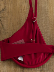 Burgundy Leaf Print Bikini Set V Neck Backless High Cut Two Piece Swimsuit