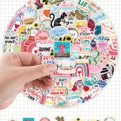 100pcs Cartoon Text Graffiti Stickers Laptop Helmet DIY Sticker