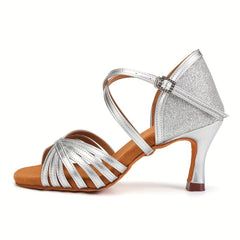 Stylish Women's Latin Dance Shoes with Cross Straps & Medium Heel