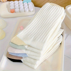 Colorblock Trim Socks Comfy & Breathable Women's Stockings