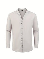Men's Solid Long Sleeve Shirt for Spring Summer Autumn