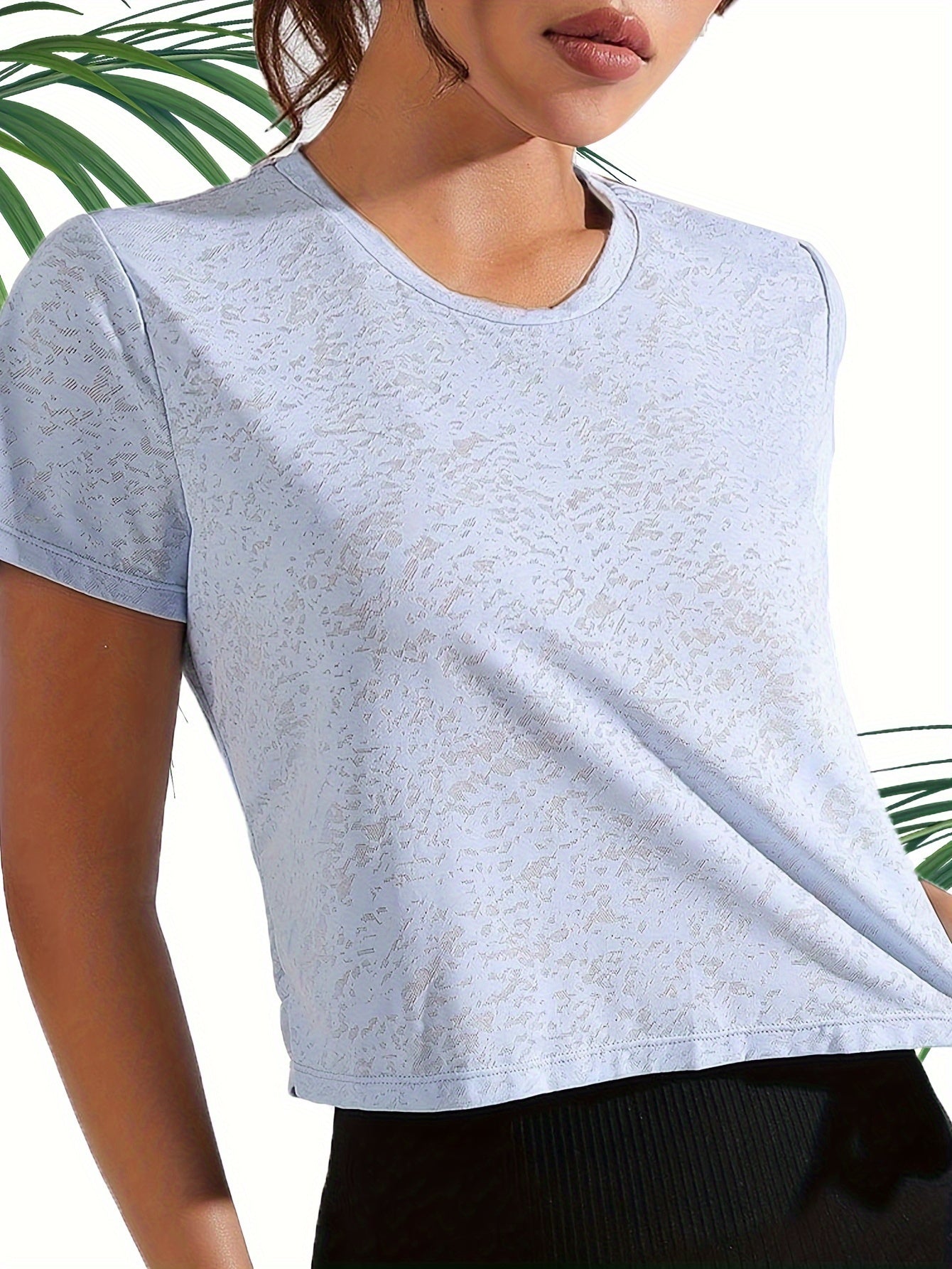 Solid Crew Neck T Shirt Casual Short Sleeve Women's T Shirt
