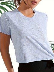 Solid Crew Neck T Shirt Casual Short Sleeve Women's T Shirt