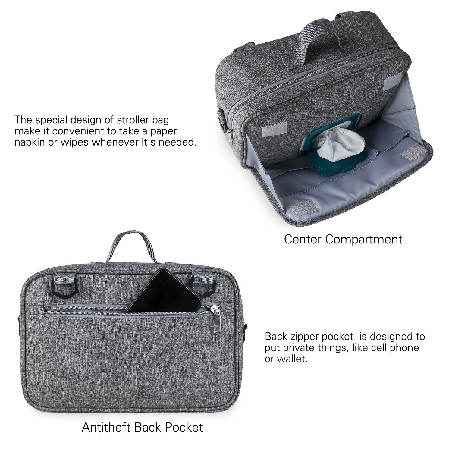 Waterproof Stroller Storage Bag for Diapers and Snacks