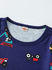 Boys Car Print T-shirt & Shorts Set for Summer