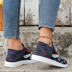 Geometric Pattern Mesh Flying Woven Shoes Lightweight Running Sneakers
