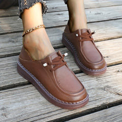 Women's Leather Skate Shoes Slip On Loafers Sport Sneakers