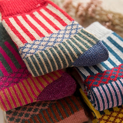 5 Pairs Geometric Pattern Mid Tube Socks Warm Women's Stockings
