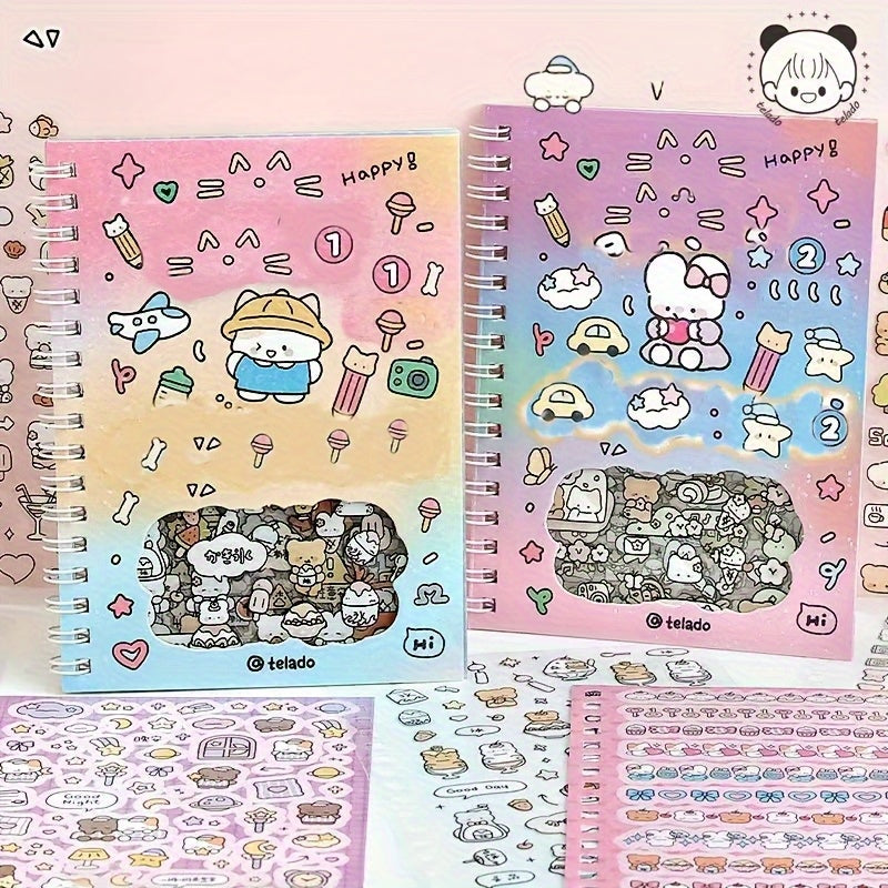 Cartoon Character Sticker Book - 14 Adorable Animal & Food Themed Stickers