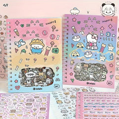 Cartoon Character Sticker Book - 14 Adorable Animal & Food Themed Stickers