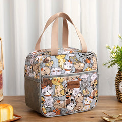 Animal Print Lunch Bag with PVC Lining & Dual Handles